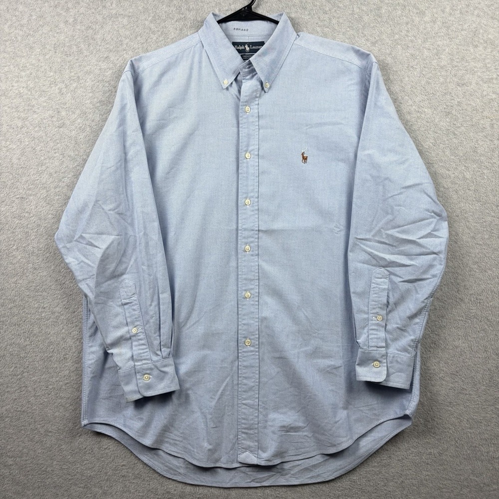 Vintage Ralph Lauren Shirt Mens 16 34 Blue Yarmouth Oxford OCBD Button Down Ivy